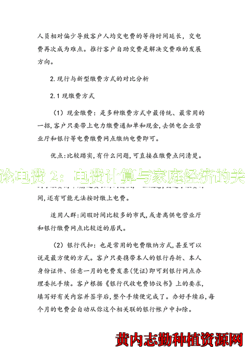 家庭理论电费 2：电费计算与家庭经济的关系探讨