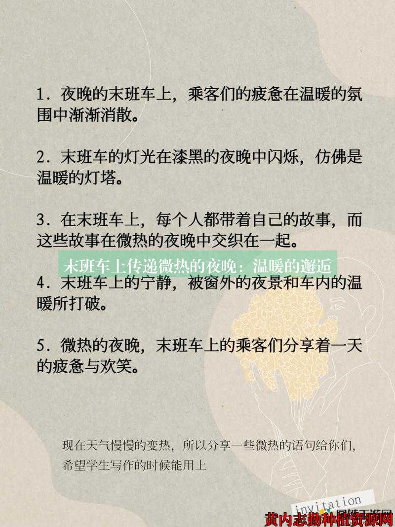 末班车上传递微热的夜晚：温暖的邂逅